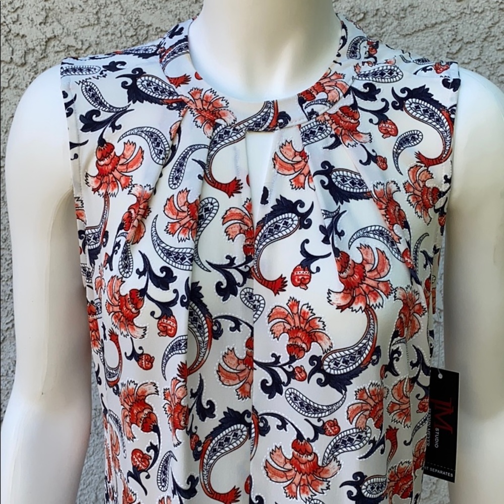 JM Studio John Meyer Floral Paisley Business Career Tank Top Blouse Shirt 👚